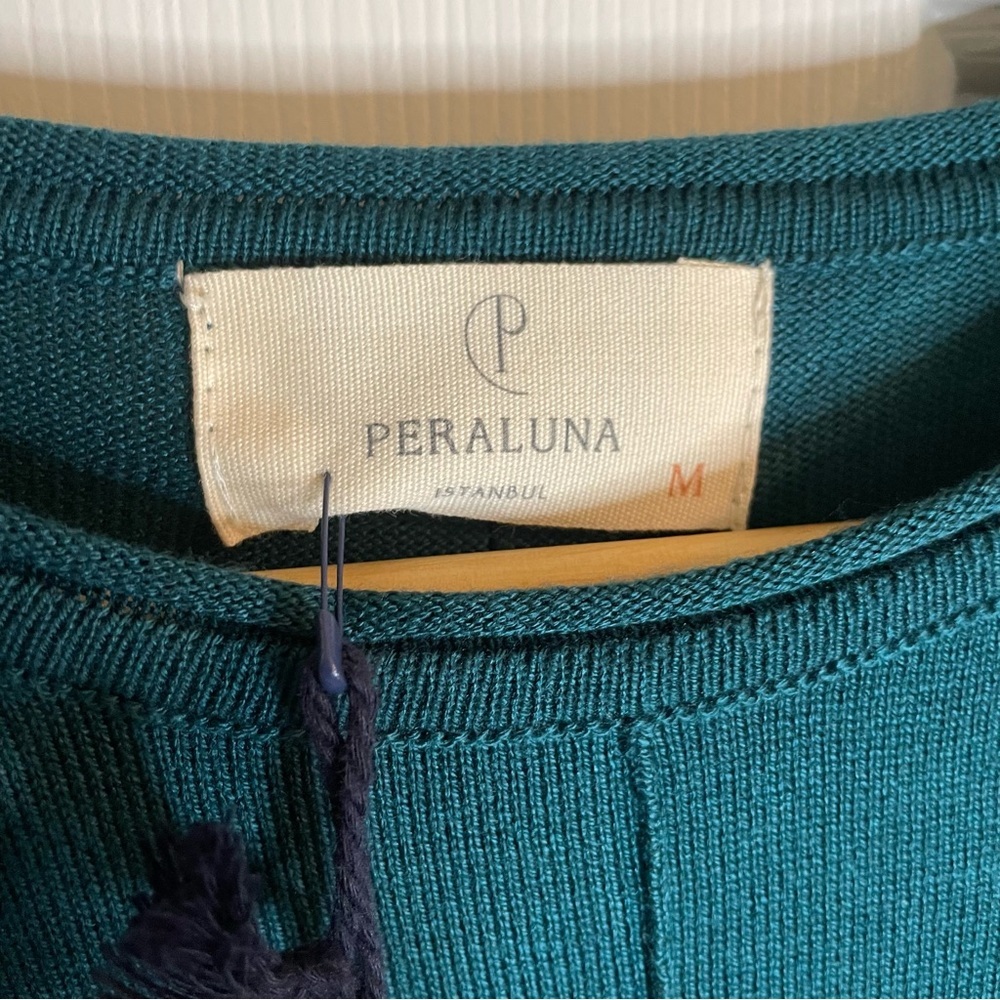 Peraluna Chic Teal Tunic Sweater preppy oversized  Size Medium minimalist new - Picture 2 of 8